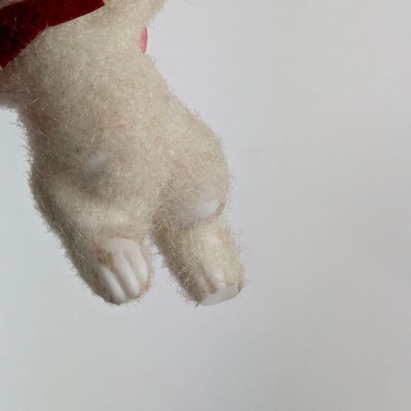 5 Vintage White Felted Snoopy Style Dog Christmas Tree Ornament Ears Tongue RARE - Picture 12 of 16